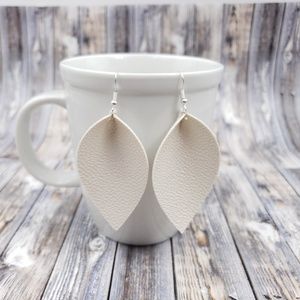 Ivory pearl solid color Faux Leather Earrings!